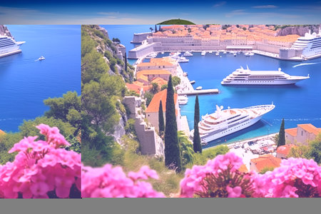 Dubrovnik, Croatia: Stunning Glimpse of the Old Town and Serene Dalmatian Coast along the Adriatic Seaの素材