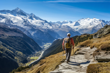 Exploring the Majestic Haute Route Traverse: A Senior Woman's Remarkable Journey through Valais Canton, Switzerlandの素材