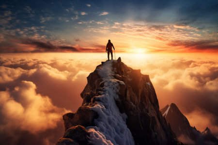 Scaling New Heights: Triumph on the Sunrise Ascentの素材