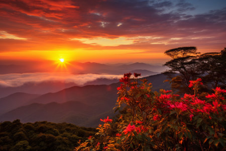 Majestic Sunsets Unveiled at Doi Inthanon National Park in Chiang Mai, Thailandの素材