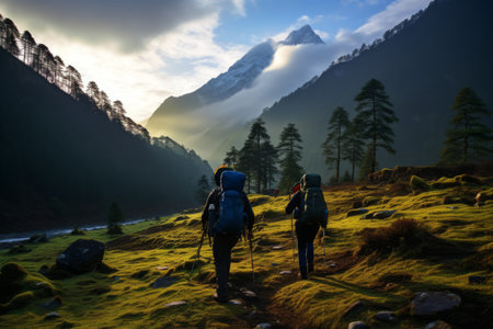 Journeying through Nature's Embrace: The Joyful Expedition of Trekkingの素材