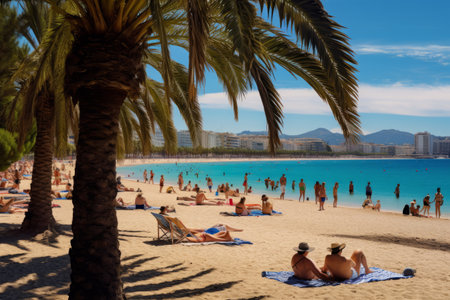 Paradise Found: Basking in the Sun on the Beaches of Palma de Mallorca, Balearic islands, Spainの素材
