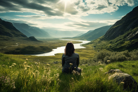 Serenity Found: a Woman's Reflection on the Scottish Landscape after an Invigorating Hikeの素材