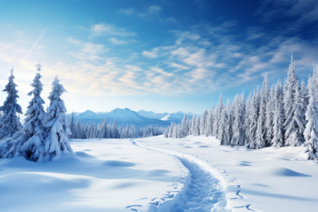 Frosty Vista: Exploring the Enchanted Winter Backgroundの素材