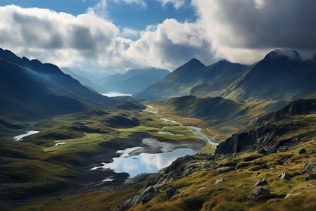 Serene Majesty: A Captivating Panorama of Ergaki National Park's Enchanting Mountain Landscapeの素材