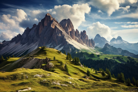 Majestic South Tyrol: A Panoramic Journey through Summit Rock's Enchanting Mountain Landscapeの素材