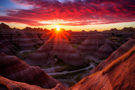Captivating Colors: Witnessing the Majestic Sunset at The Badlandsの素材