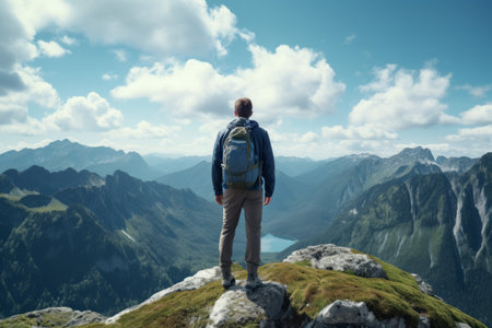 Solitude in the Summer Mountains: A Hiker's Digital Detox Retreatの素材