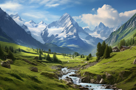 Majestic Landscapes: Exploring the Scenic Beauty of the Swiss Alps' Alpine Meadowsの素材