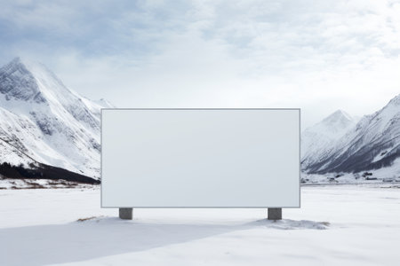 Snowy Peaks Billboard: A Mesmerizing Blank Canvas in the Mountainsの素材