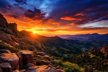 Majestic Tranquility: A Stunning Sunset Over the Rocky Mountainsの素材