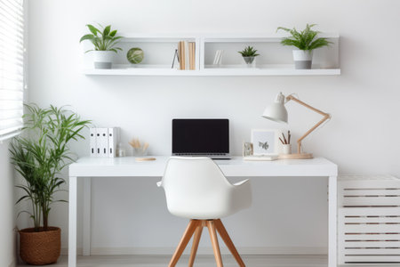 Efficiency and Elegance Unite in the White Home Office: A Bloggers' Oasisの素材