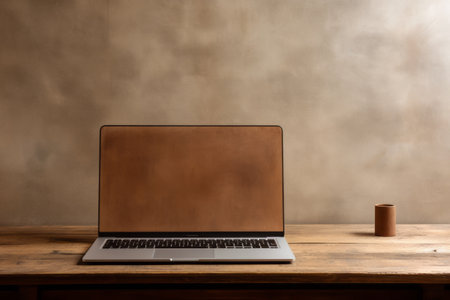 Silent Standstill: The Enigmatic Laptop With a Blank Screen on the Tableの素材