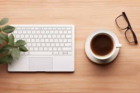Productivity at its Best: Coffee-Fueled Workstation with Hands-on Keyboard Masteryの素材