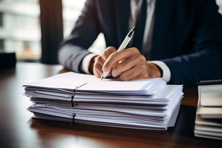 Efficiency in Motion: Navigating Through a Maze of Documents in a Modern Officeの素材