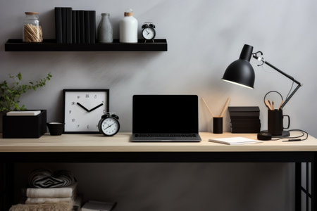 Sleek and Sophisticated: A Minimal Black Office Space that Exudes Style and Productivityの素材