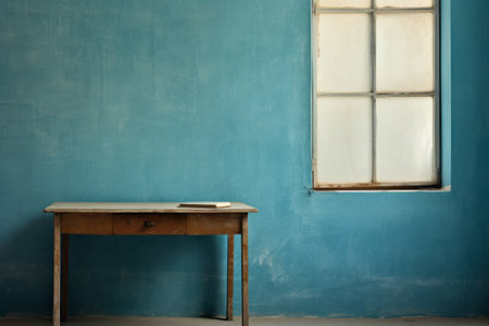 The Serenity of an Empty Desk and a Blue Window: A Captivating AR 3:2 Experienceの素材