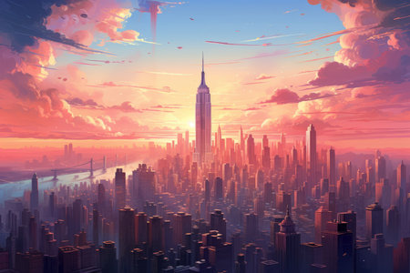 Exploring the Aesthetic Charms of a Mesmerizing Metropolis: Capturing the Stunning Facets of a Beautiful Big Cityの素材