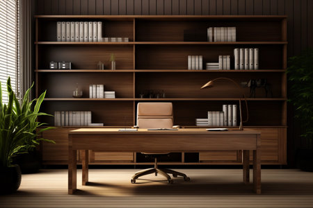 Elegant Blend of Office and Home Ambiance: Captivating 3:2 Wood Furniture Background Pictureの素材