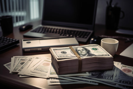 Currencies and Confidential Files: Russian Rubles, Notepad, and Documents Reside in Office or Bankの素材