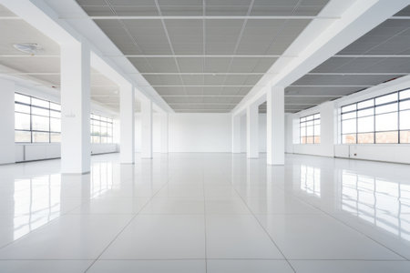 Spacious and Sleek: Rent out a Modern Empty White Office Space Today! [AR 3:2]の素材