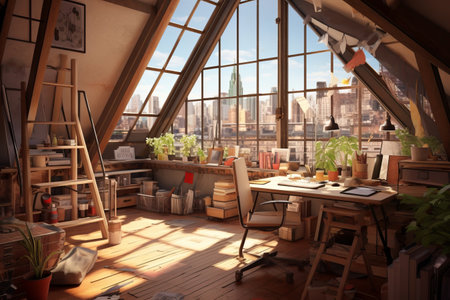 Enhancing Productivity with a Stylish Loft Workspace - AR 3:2 Editionの素材