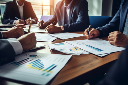 Collaborative Business Planning: Uniting Businessmen and Finance Managers in the Company Meeting Roomの素材