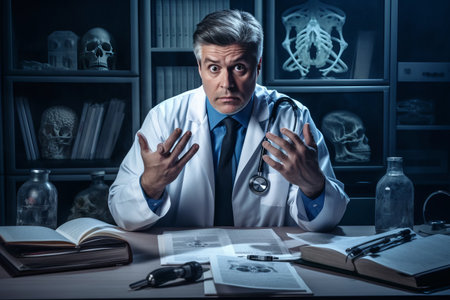 The Enigmatic Surgeon: A Glimpse into the Medical Realm Through the Portrayal of an Unknown Male Doctorの素材