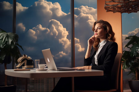 Multi-tasking Maven: Young Businesswoman Mastering the Art of Juggling Calls and Technologyの素材