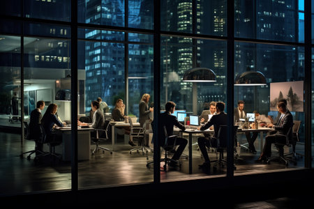 Night Owls of Success: Thriving Business Professionals in Their After-Hours Officeの素材