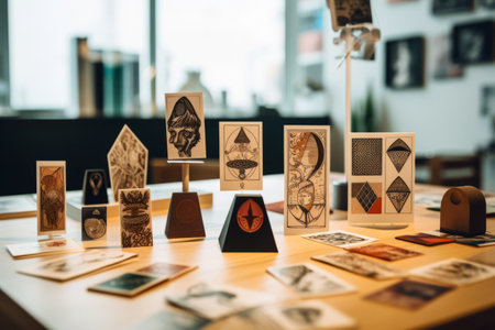 An Array of Diverse Shaped Stamps Adorn the Office Table - AR 3:2の素材