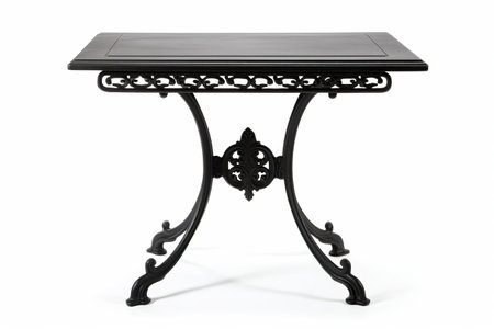 Exquisite Black Metal Table Standing Alone in Captivating Isolationの素材