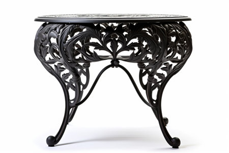 Modern Black Metal Table Emphasizing Elegance - Isolated on White Background [3:2 Aspect Ratio]の素材