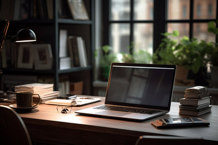 The Perfect Office Setup: Unleashing Productivity with a Comfortable Work Table and Notebook Laptopの素材