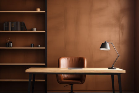 Brown Office Aesthetics: Embracing Free Space on the Deskの素材