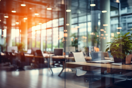 Embracing the Future: Virtual Business Offices with Blurred Bokeh Backgroundの素材