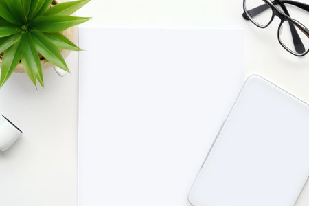 Minimalist Workspace: Aesthetic White Desk Setup with Modern Gadgetsの素材