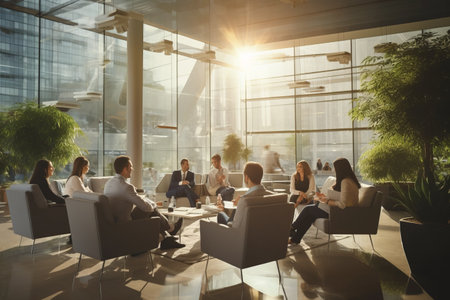 Empowered and Dynamic Young Business Professionals Engage in a Productive Meeting in a Contemporary Office Spaceの素材