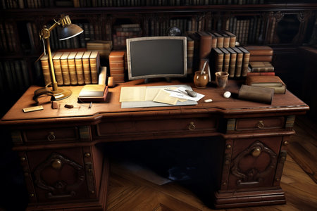 The Efficient and Stylish Office Desk: Enhancing Productivity and Aesthetic Appeal -- AR 3:2の素材