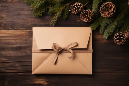 Enveloped in Holiday Spirit: A Wooden Background Gift Extravaganzaの素材