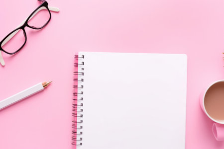 Pink Education Template: Unleash Your Learning Potential with Space for Text, Phone, Pen, Notebook, Glasses, and Keyboard - AR 3:2の素材