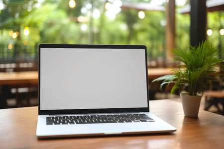 Embracing Technological Advancements: A Captivating Snapshot of a Modern Computer and Laptop with Blank Screens in a Chic Room Settingの素材