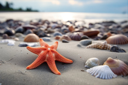 Mesmerizing Starfish: A Captivating Moment on the Beach -ar 3:2の素材