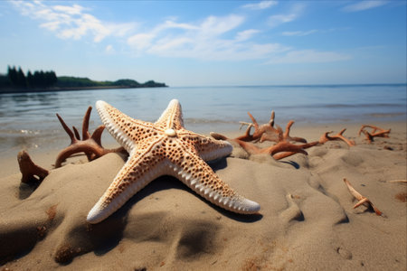 Unusual Sight: Starfish Washed Up on the Beach Amidst the AR 3:2 Phenomenonの素材