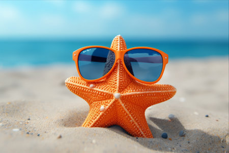 Sunny Beach Vibes: Starfish Rockin' Shades in AR 3:2の素材
