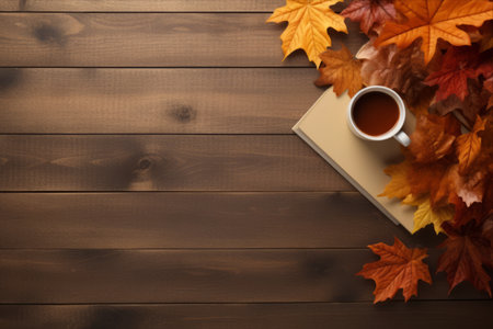 Autumn Aesthetics: Captivating Top View of an Office Desk in 3:2 Aspect Ratioの素材