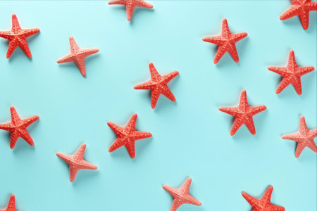 Starfish Splash: Embracing Summer Vibes with a Trendy Light Blue Backgroundの素材