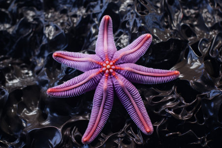Lilac Starfish: A Sparkling Jewel on Black Sandの素材