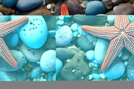 Elegantly Adorned: The Vibrant Encounter of a Fromia monilis Sea Star with Colored Stonesの素材