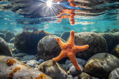 Embracing Serenity: A Starfish's Affectionate Grip on a Channel Islands National Park Rockの素材